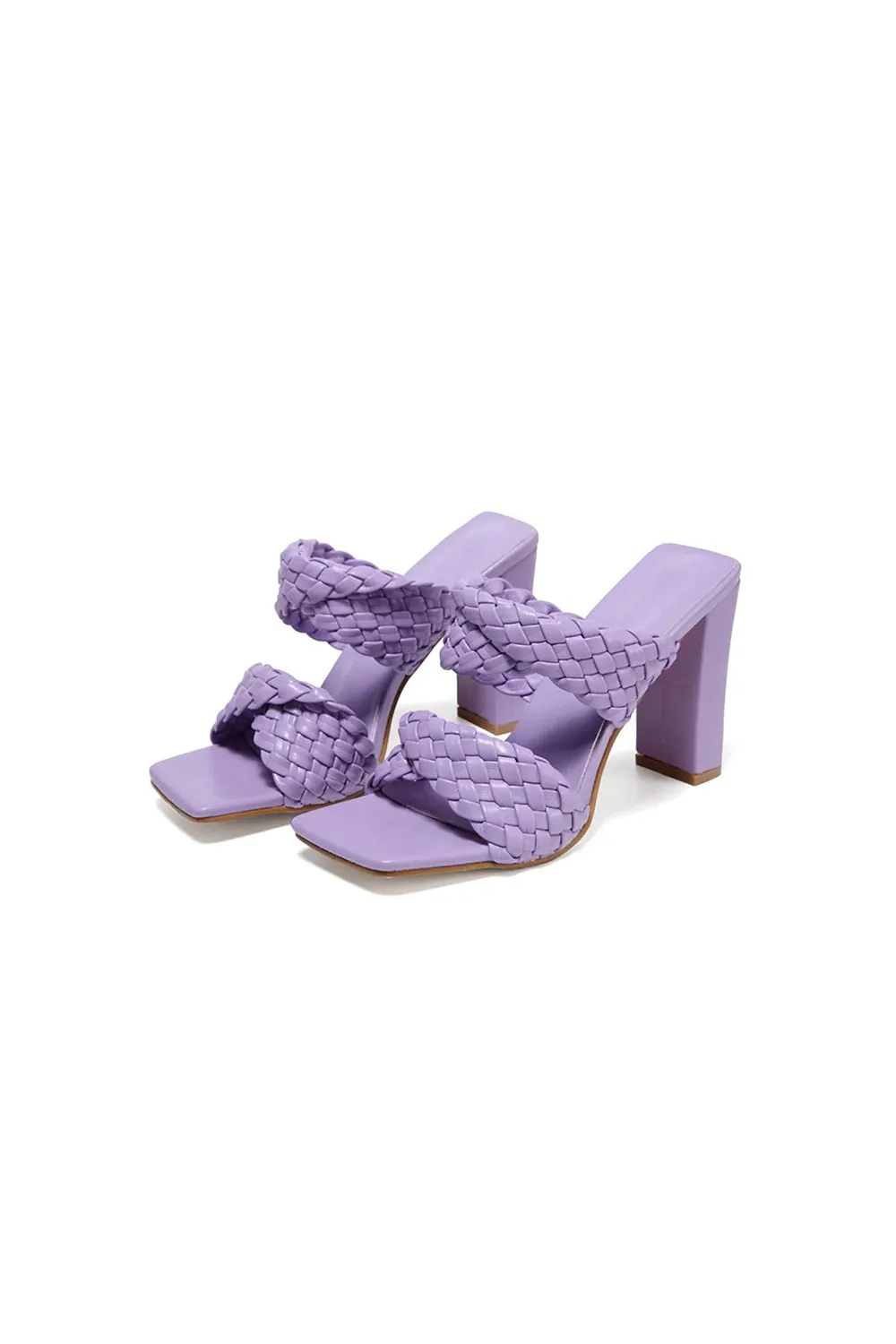 Lavender High Heels Woven Chunky Sandals