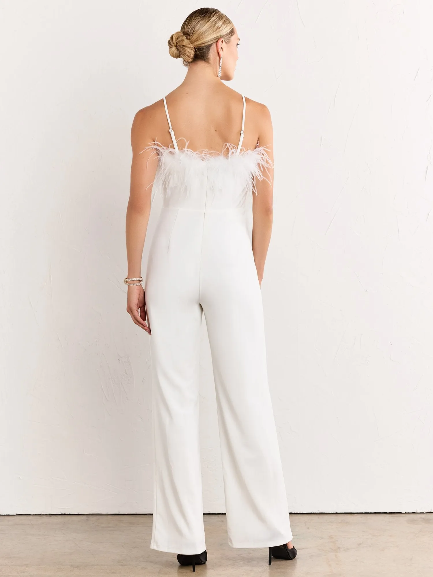 Lena Feather Trim Wide Leg Jumpsuit - Brands We Love