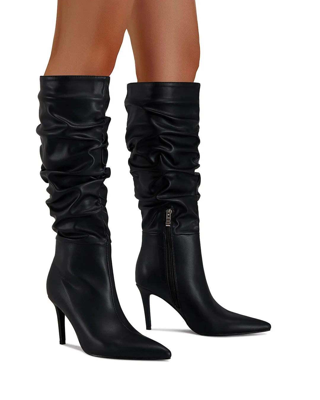 Maia Crinkled Knee High Boot