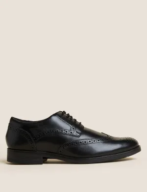 Marks & Spencer Airflex Wide Leg Leather Brogues, Black