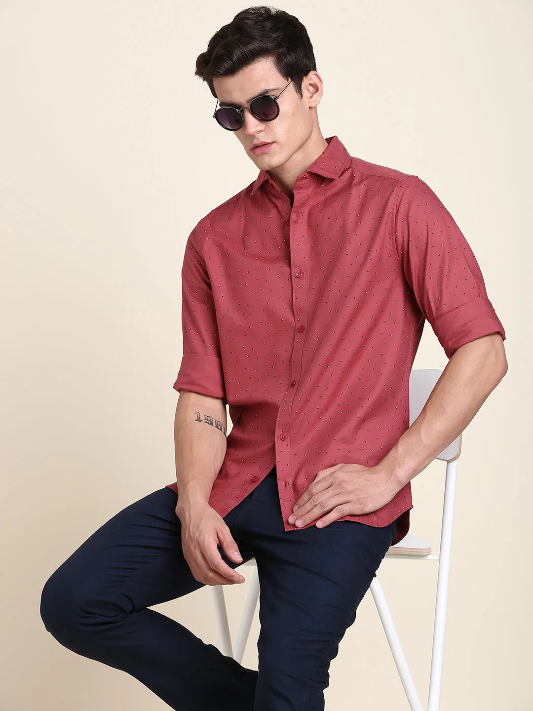 Men's Comfortable And Stylish Red Casual Shirt