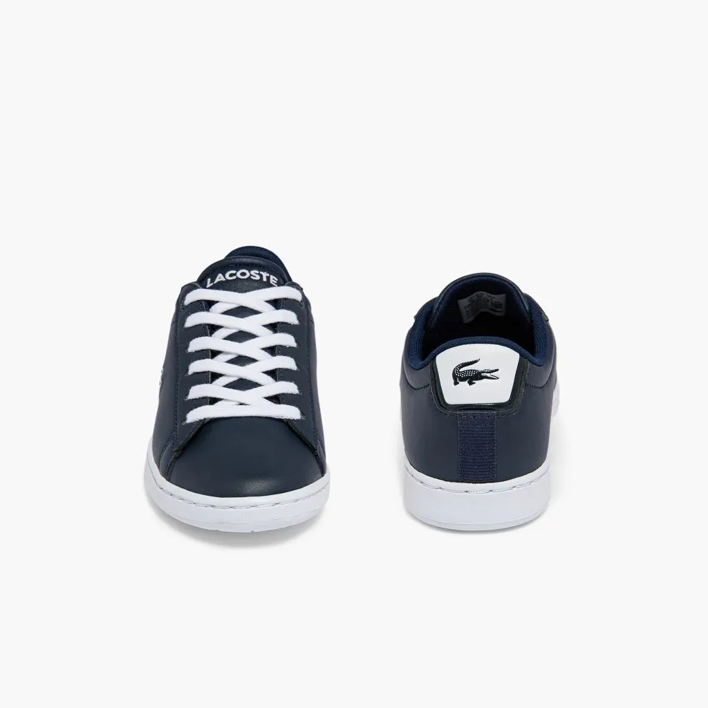 Navy Logo Leather Trainers