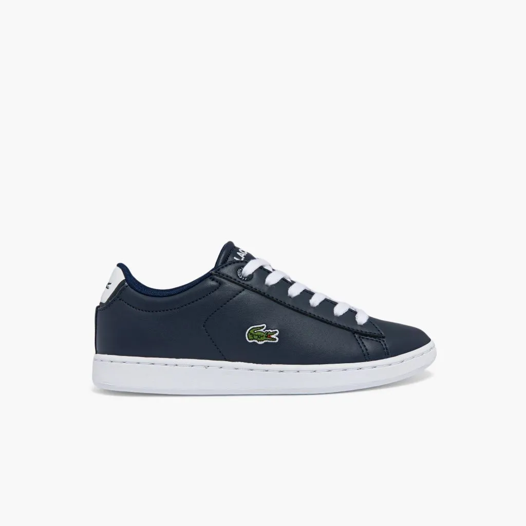 Navy Logo Leather Trainers