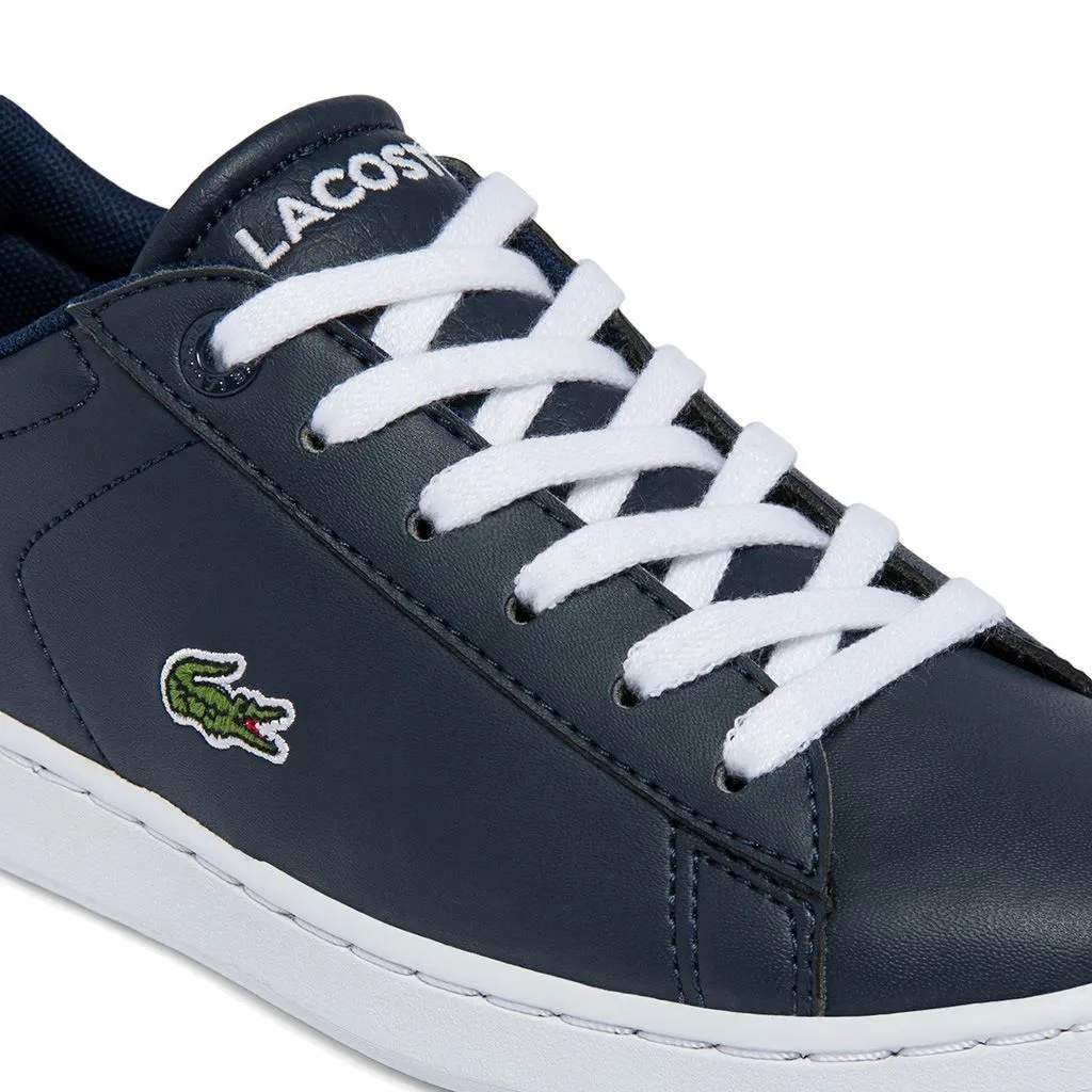 Navy Logo Leather Trainers