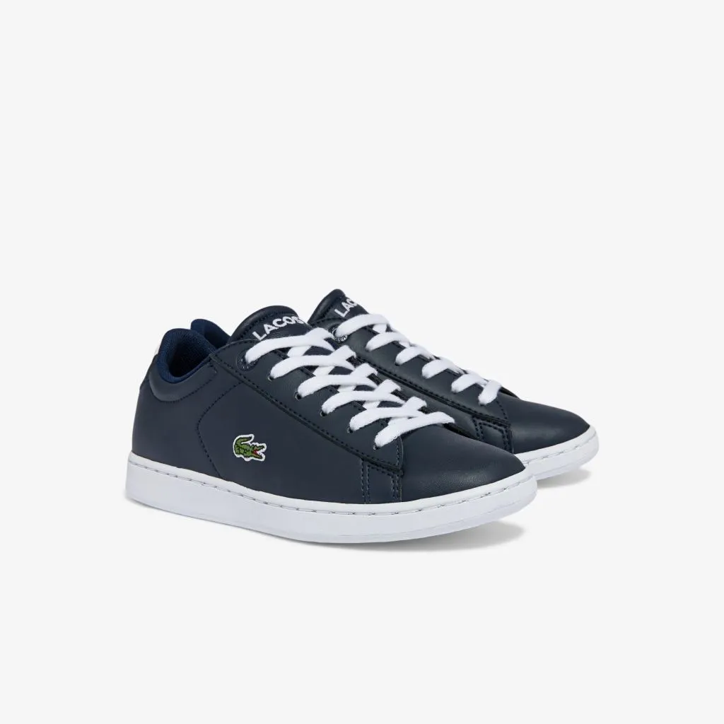 Navy Logo Leather Trainers