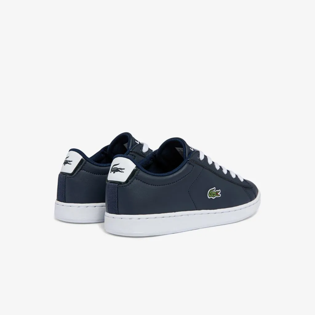 Navy Logo Leather Trainers