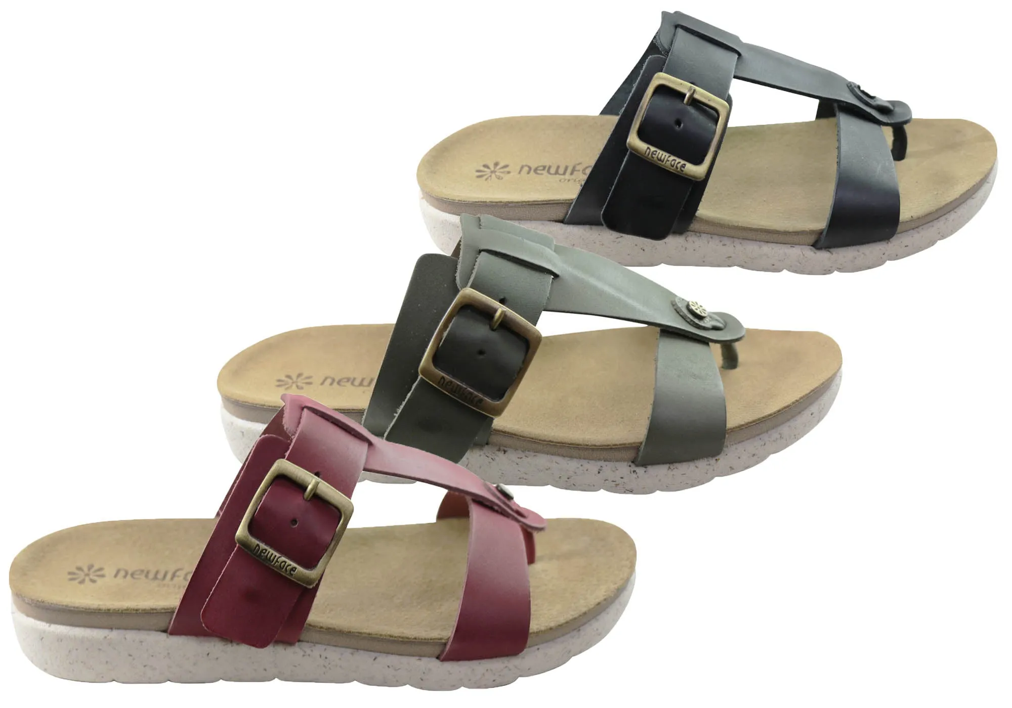 New Face Aloha Womens Comfort Leather Thongs Sandals Made In Brazil