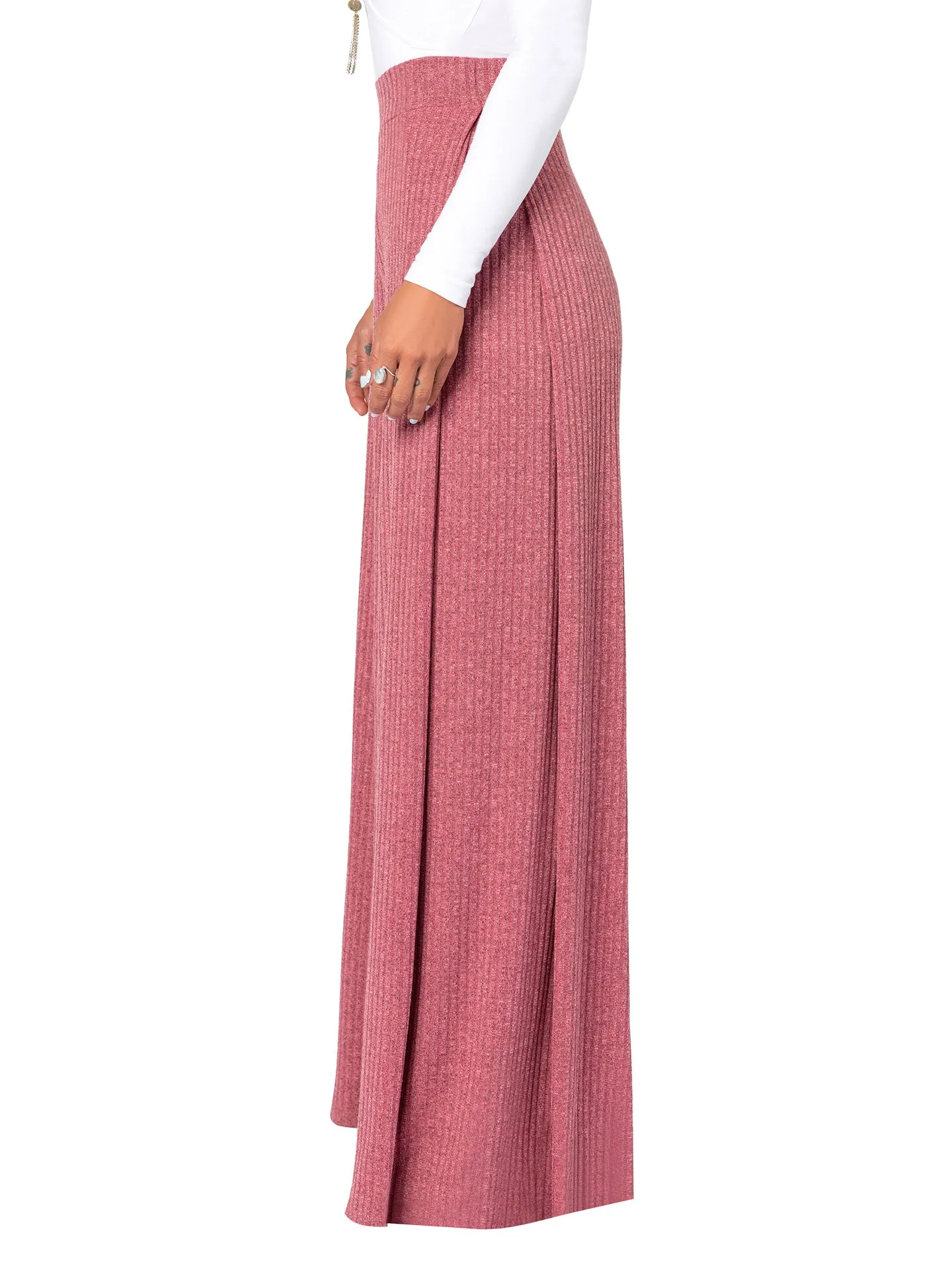 "Beauvoir" Mauve Sweater Wide Leg Pants