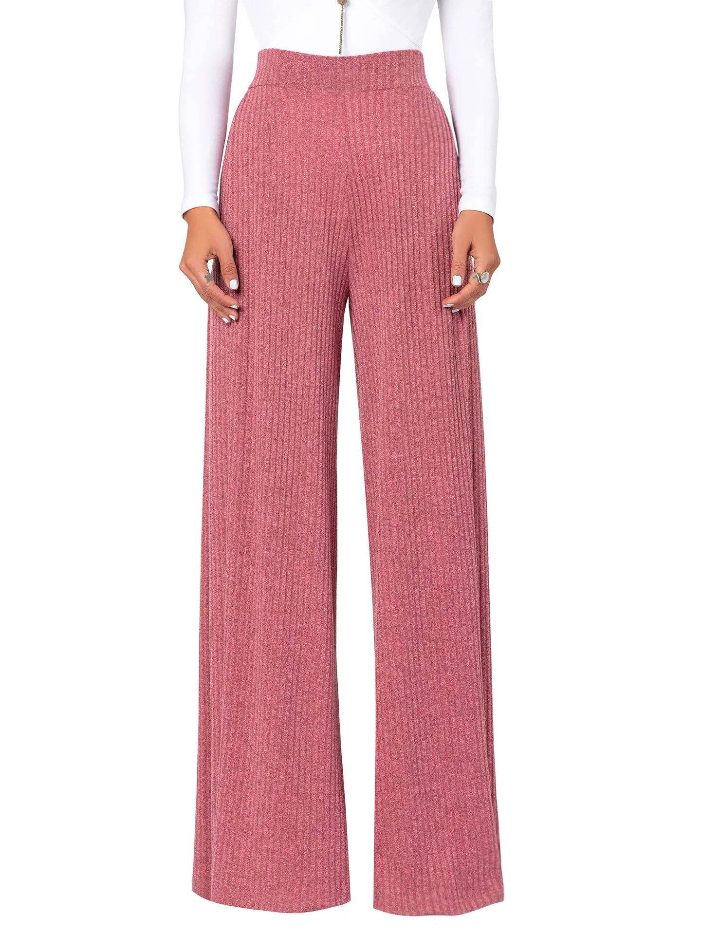 "Beauvoir" Mauve Sweater Wide Leg Pants