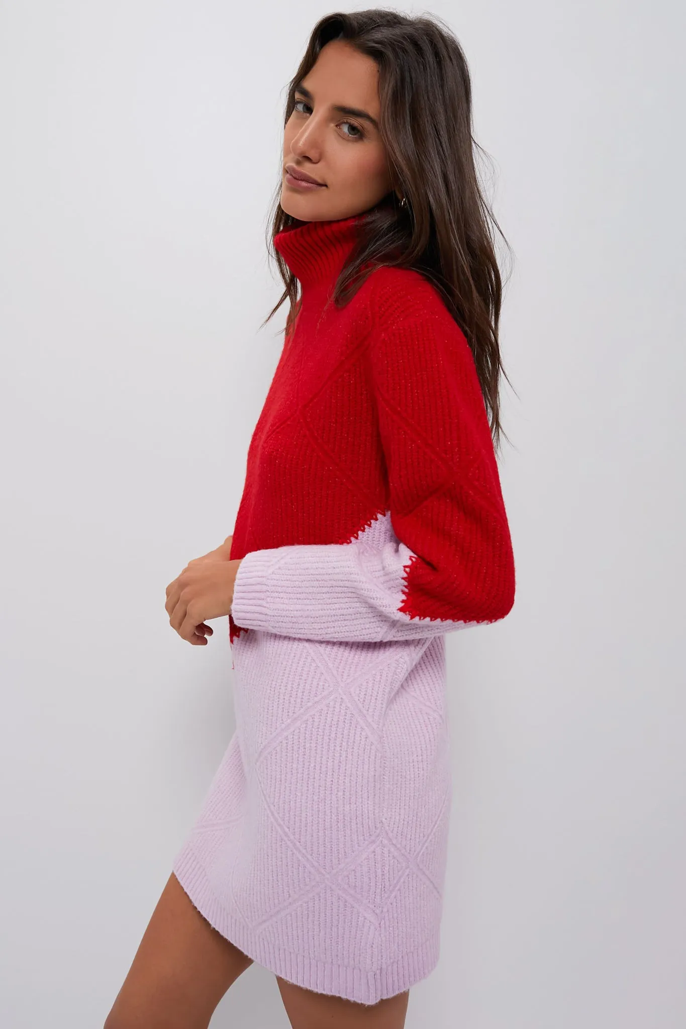 Red & Pink Diamond Demi Sweater Dress