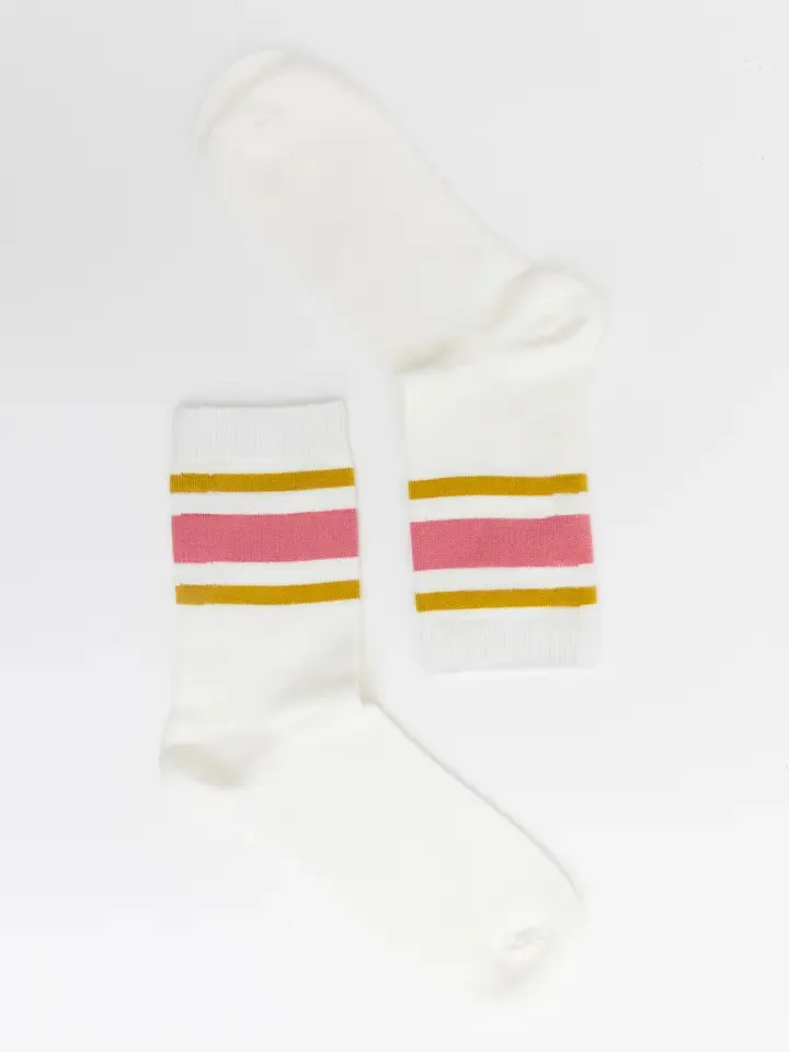 Retro Pink Stripe Style Crew Socks