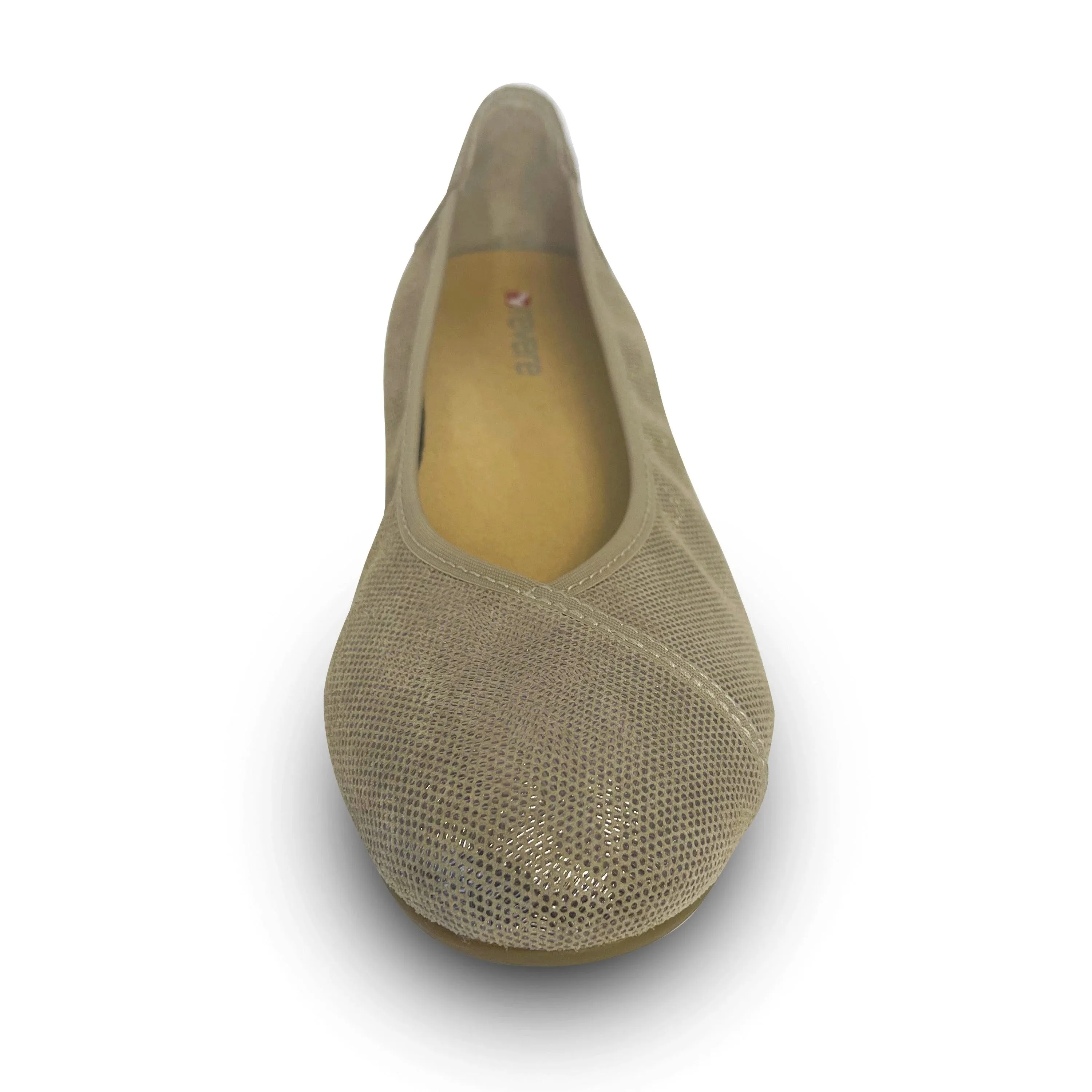 Revere Women's Nairobi Slip On Flat Shoe - Champagne Angle