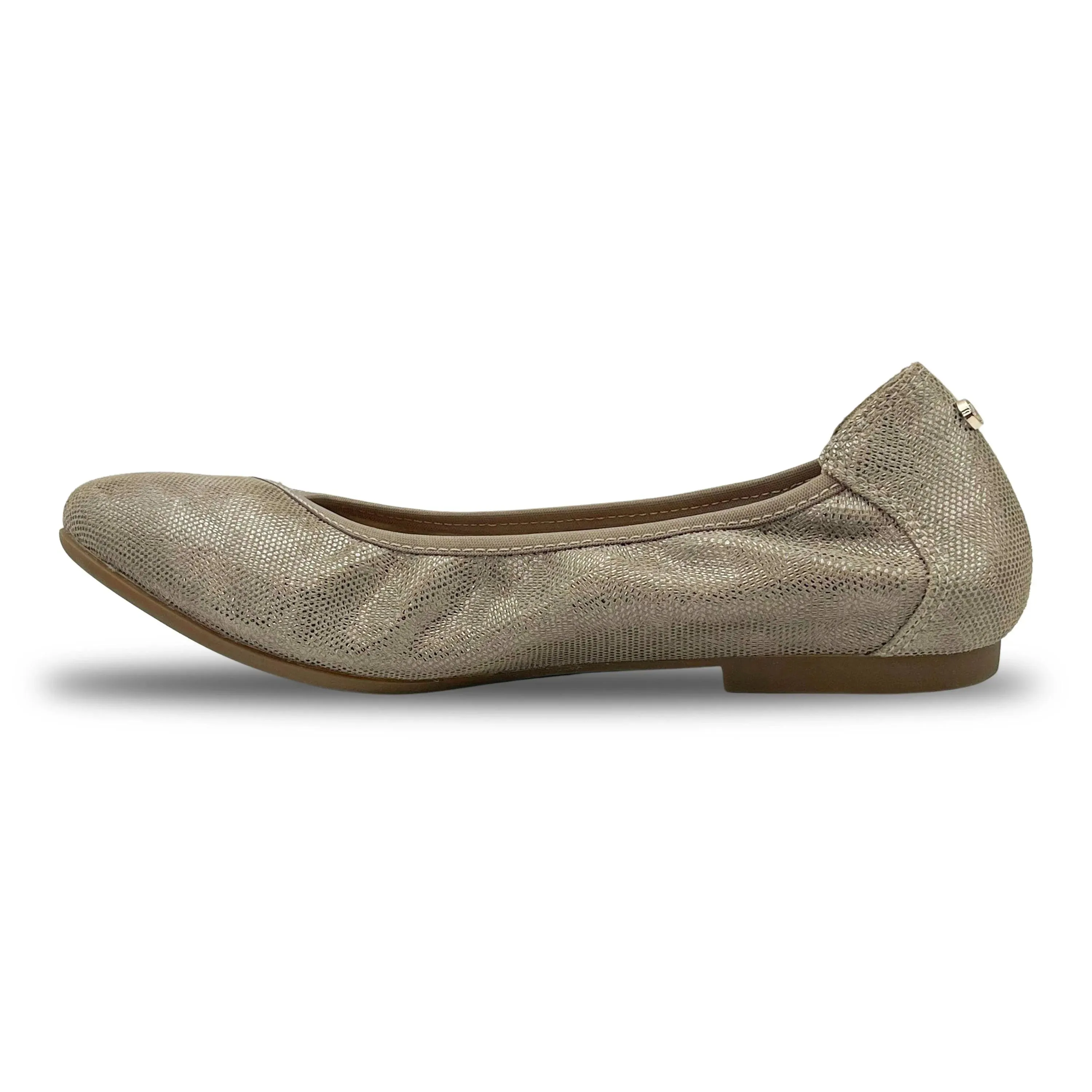 Revere Women's Nairobi Slip On Flat Shoe - Champagne Angle