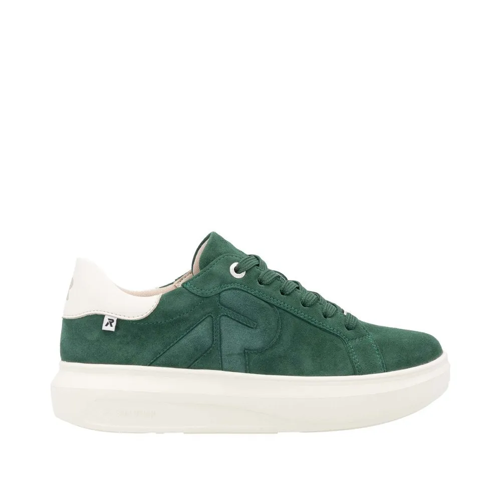 Rieker W1204-54 Ladies Green Combi Suede Lace Up Shoes