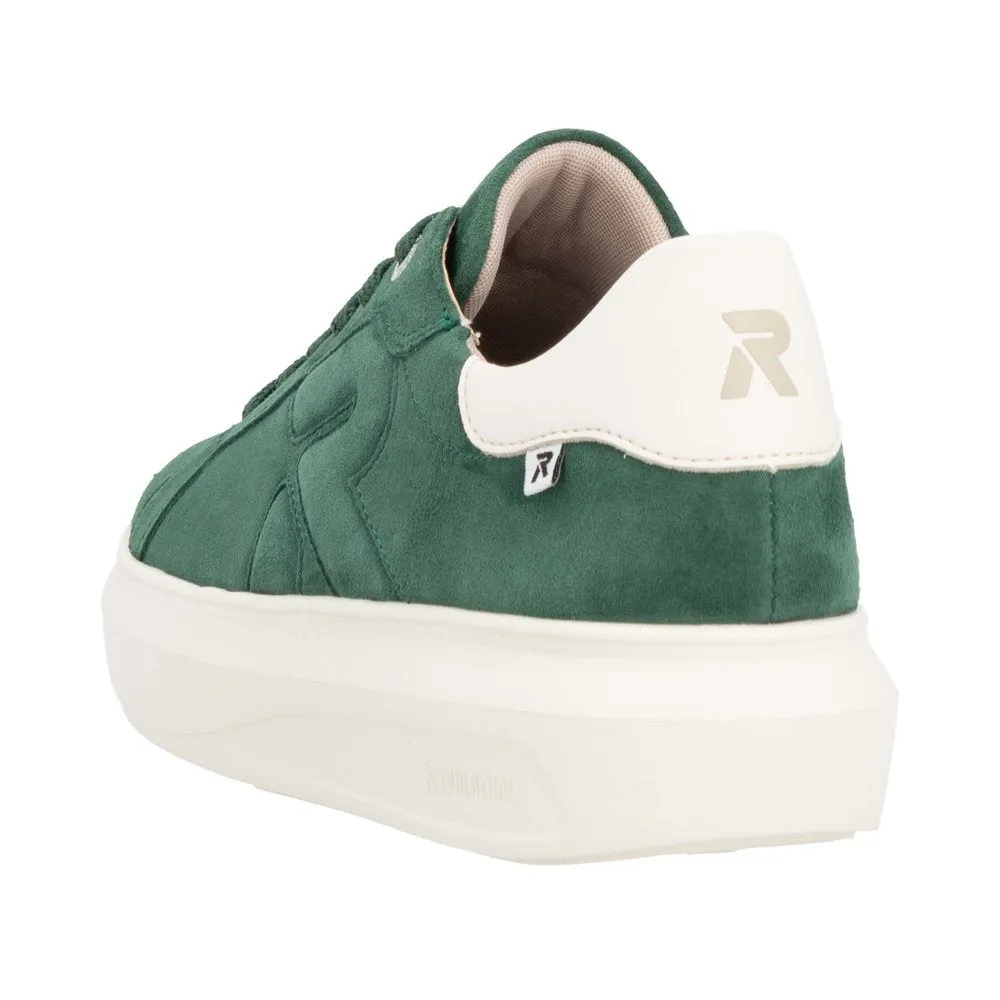 Rieker W1204-54 Ladies Green Combi Suede Lace Up Shoes