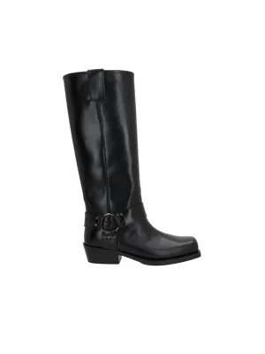 Rockstud Biker Leather Boots