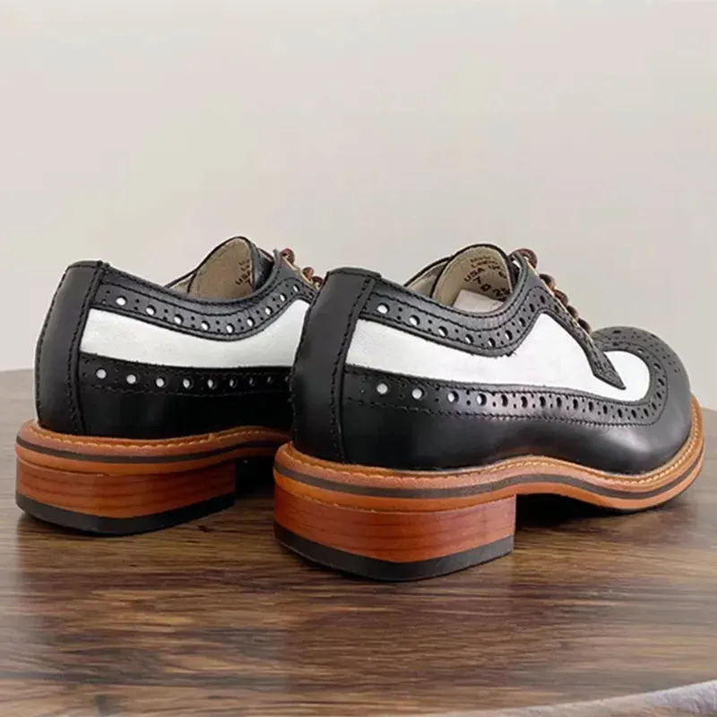 Round Toe Genuine Leather Brogue Shoes