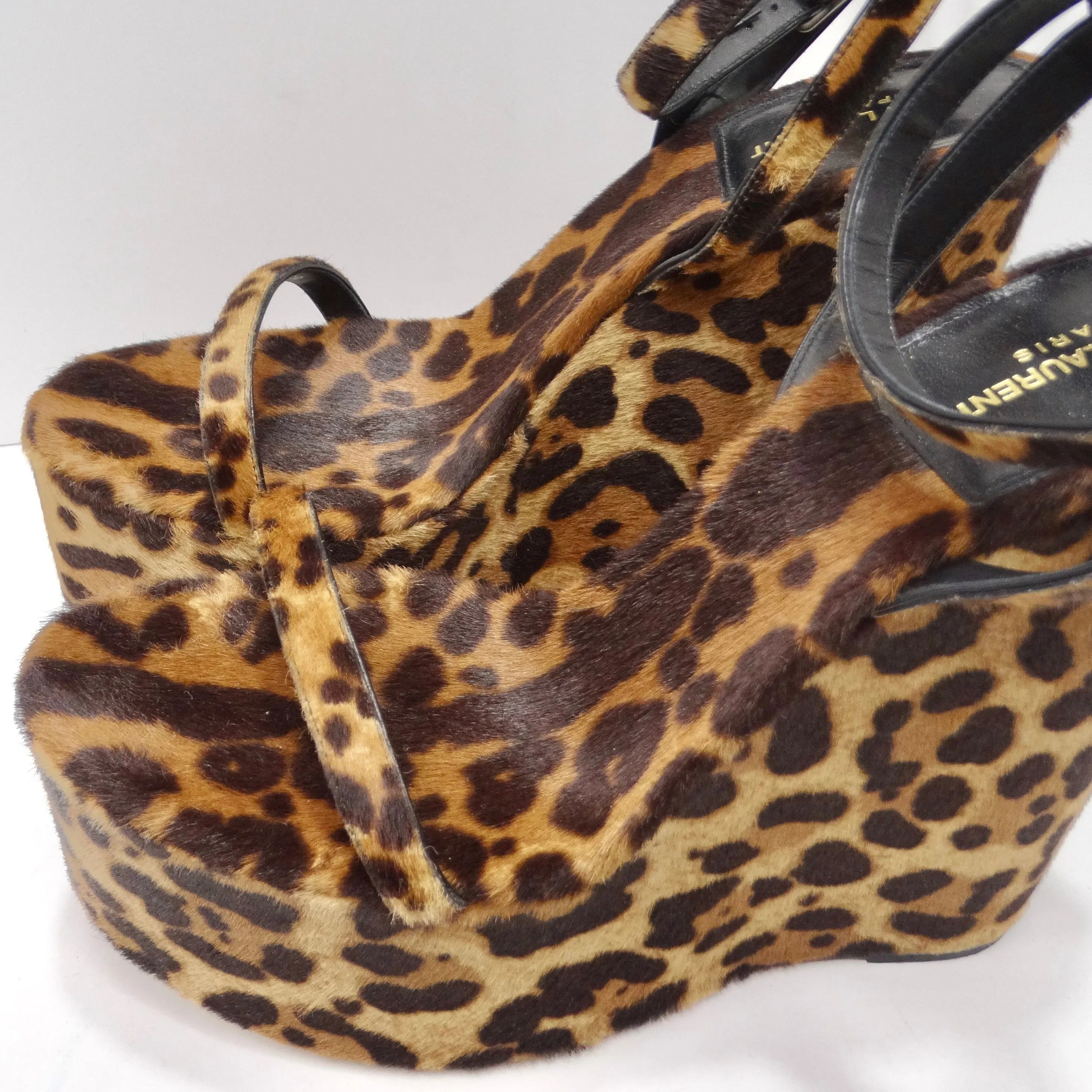 Saint Laurent Frida Wedges Cheetah Print Pony Hair