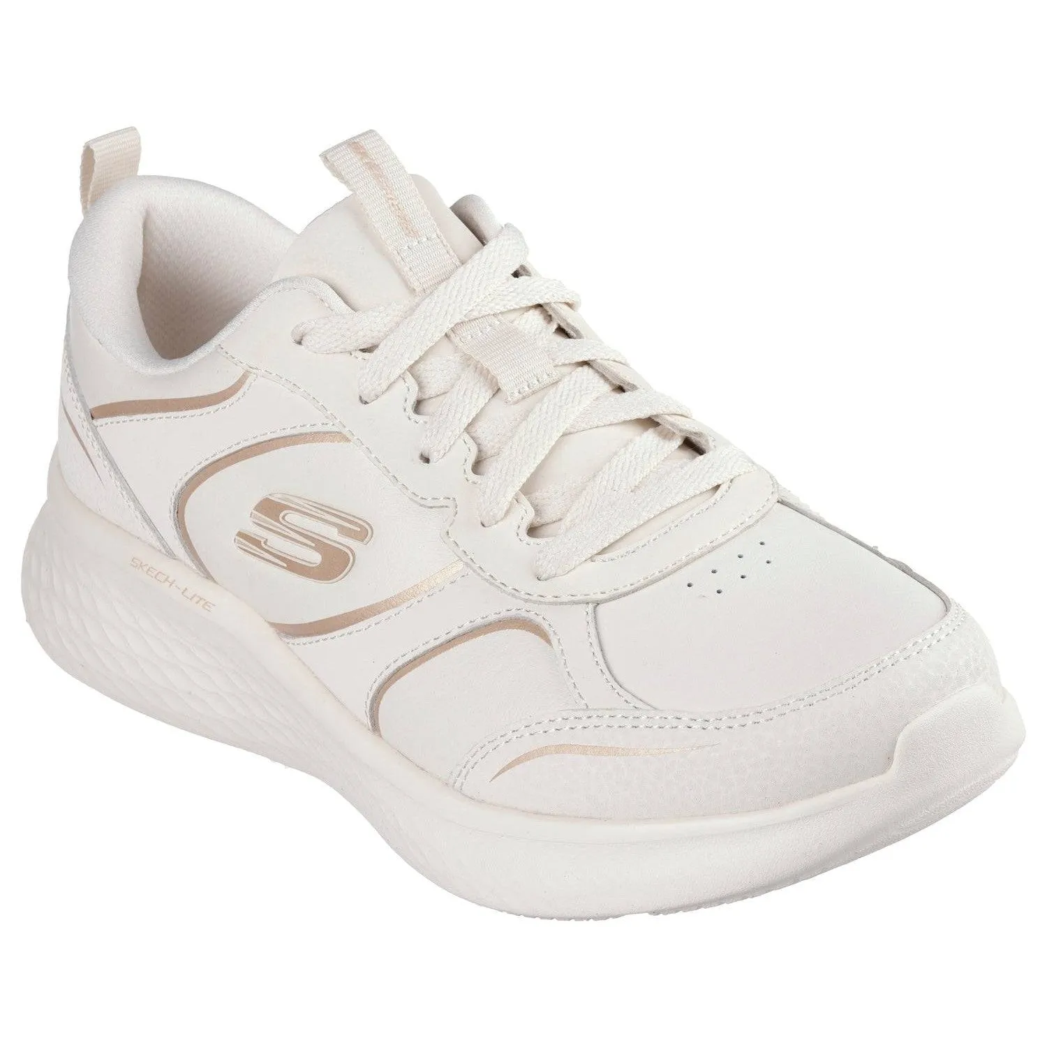 Skechers 150049 Skech-Lite Pro-Sleek Ladies Natural Gold Leather Lace Up Trainers