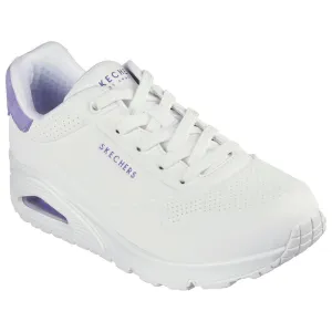 Skechers 177092 Uno - Pop Back Ladies White Purple Lace Up Trainers