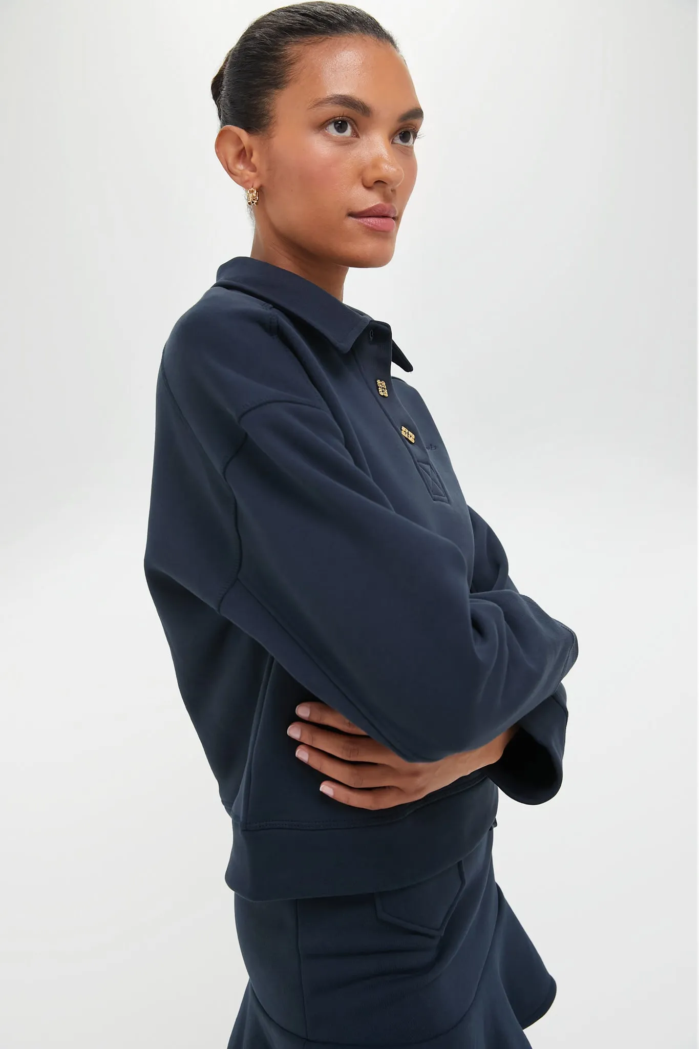 Sky Captain Heavy Fleece Drop Shoulder Polo Shirt