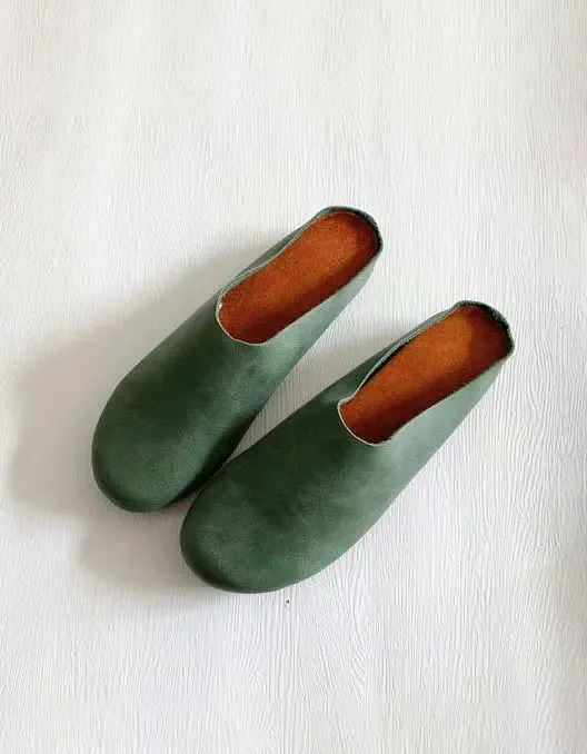 Soft Leather Flat Slippers