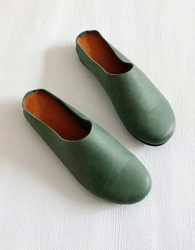 Soft Leather Flat Slippers