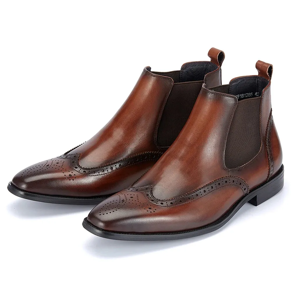 Trend4us Men's Handmade Brogue Chelsea Boots