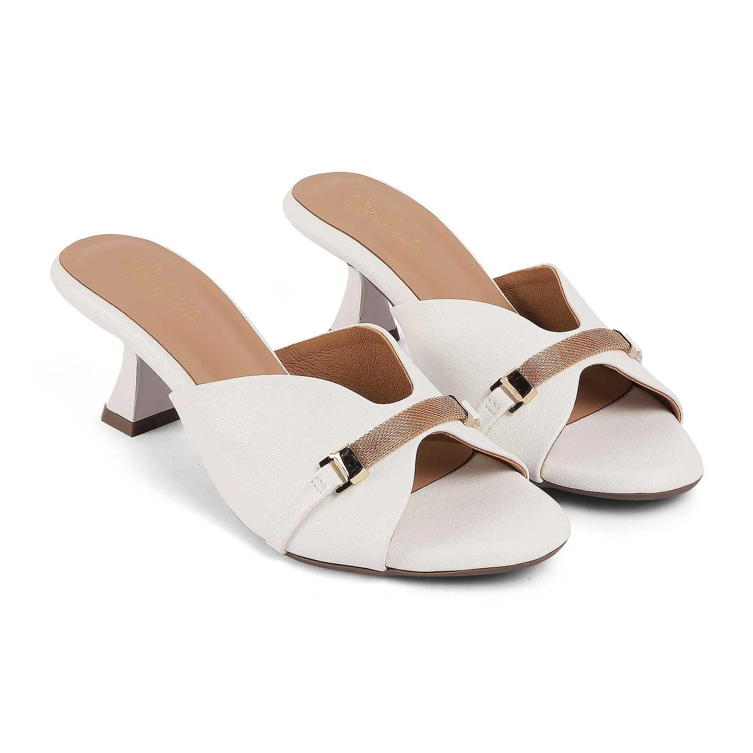 Tresmode Trigger White Women's Dress Heel Sandals