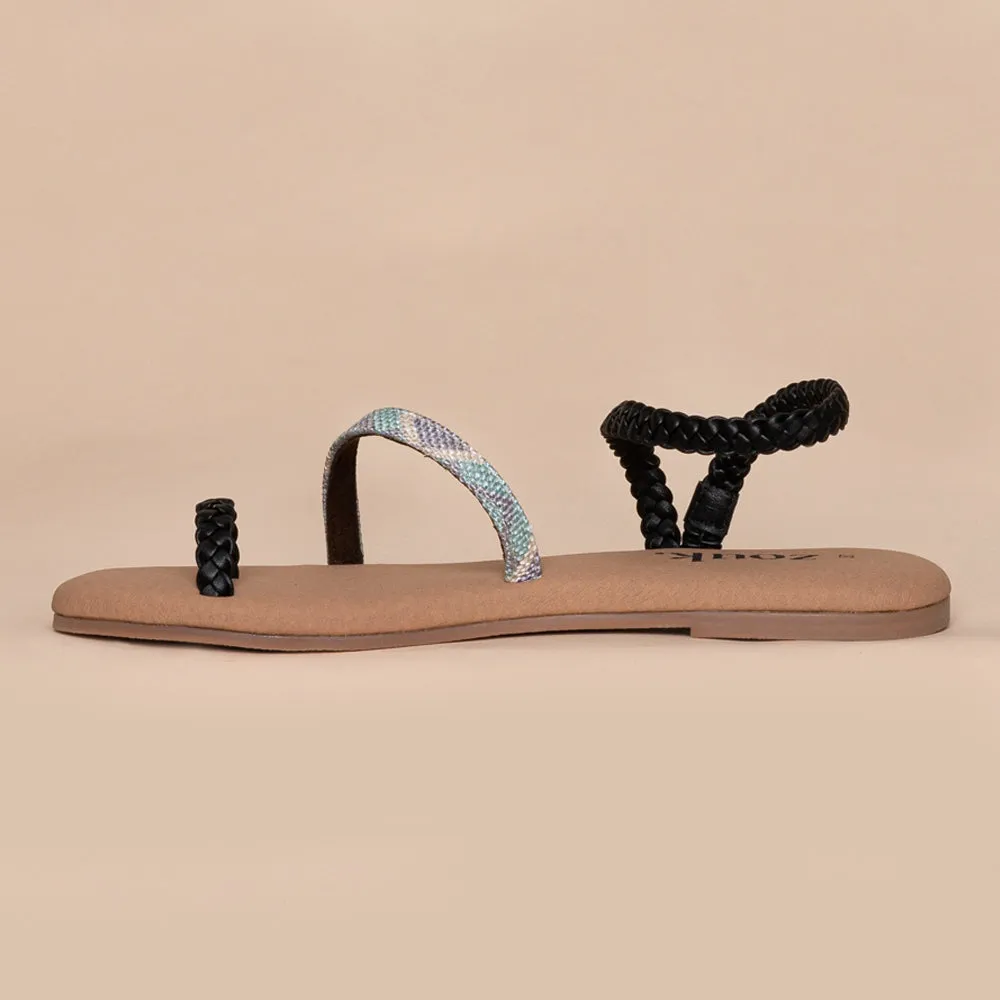 Umaid Diamond Black Braided Sandal