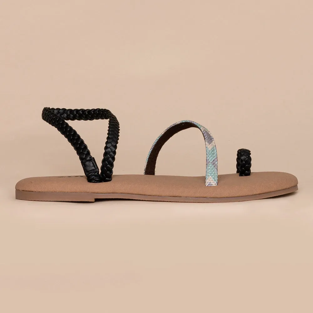 Umaid Diamond Black Braided Sandal