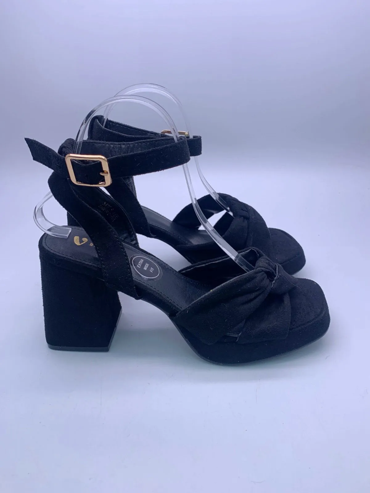 Very Black Block Heel Sandals UK 5