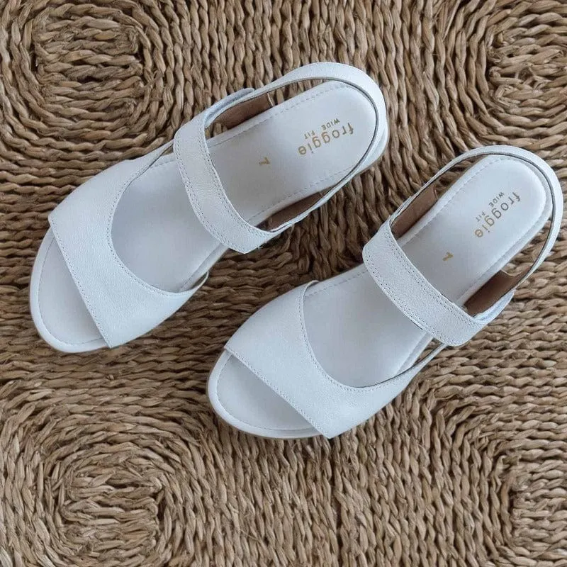 Wider Fit Slingback Flat Sandal in White - 12221