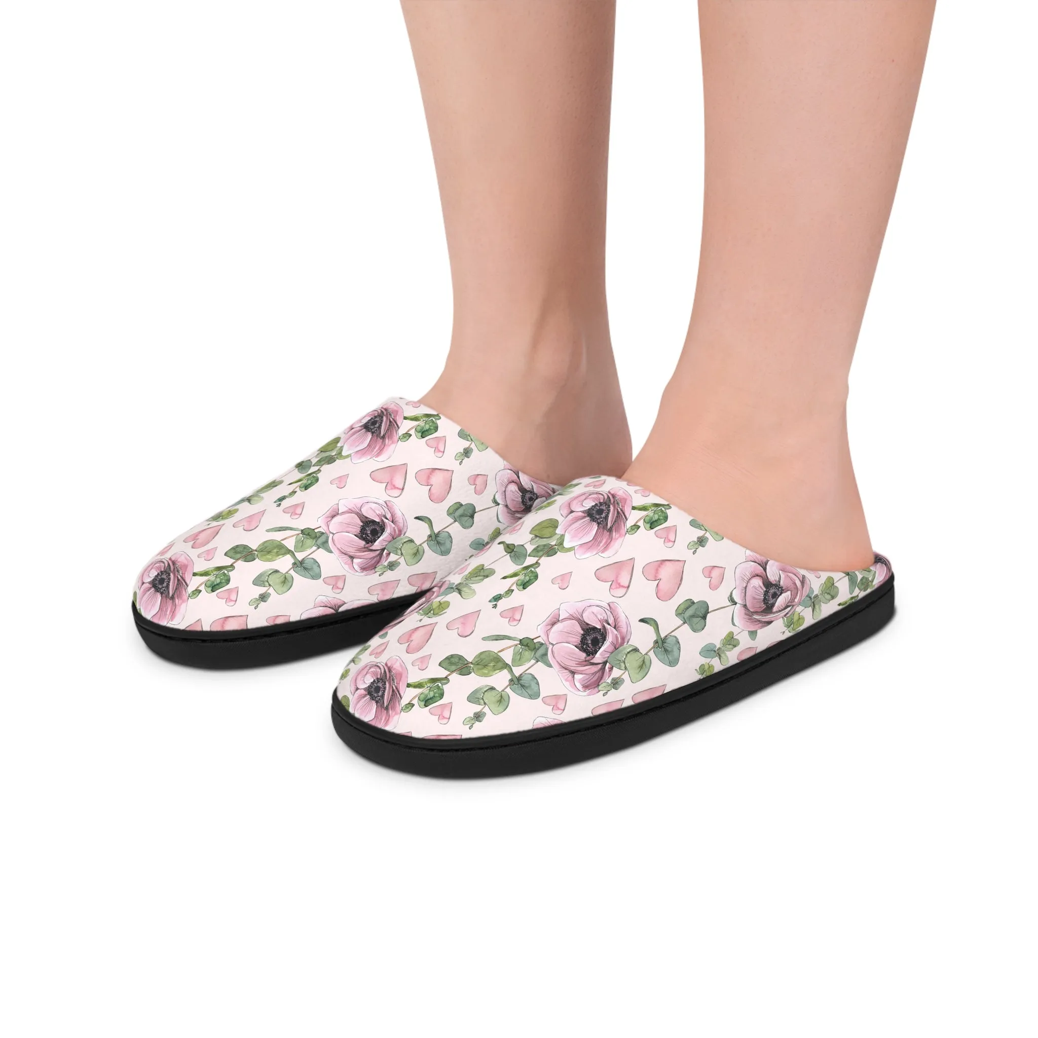 Women's Indoor Slippers - Pink Valentines Botanicals Collection