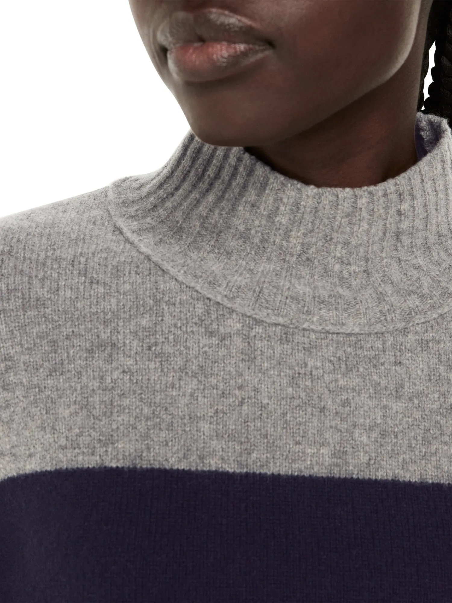 Wool Colour Block Funnel Neck