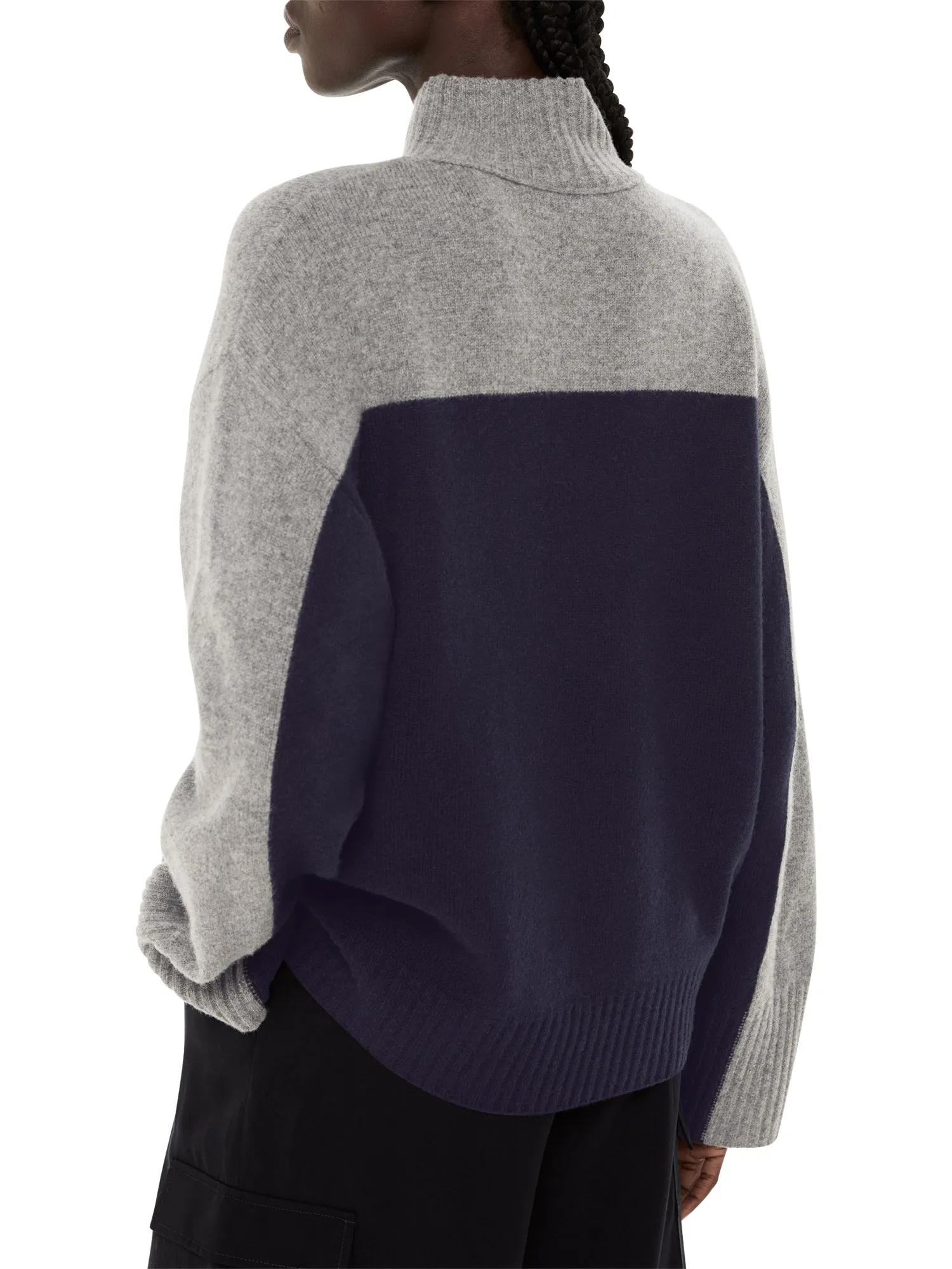 Wool Colour Block Funnel Neck