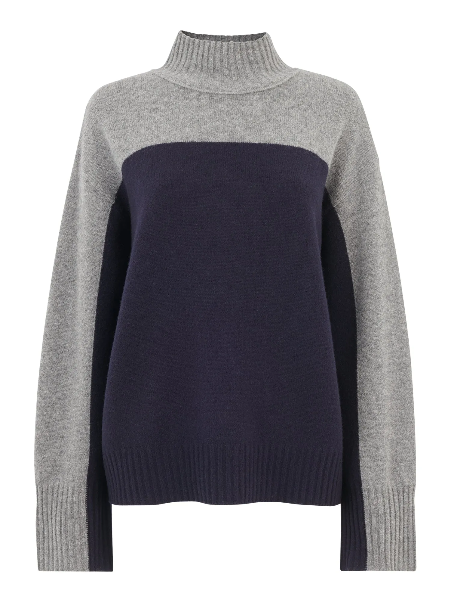 Wool Colour Block Funnel Neck