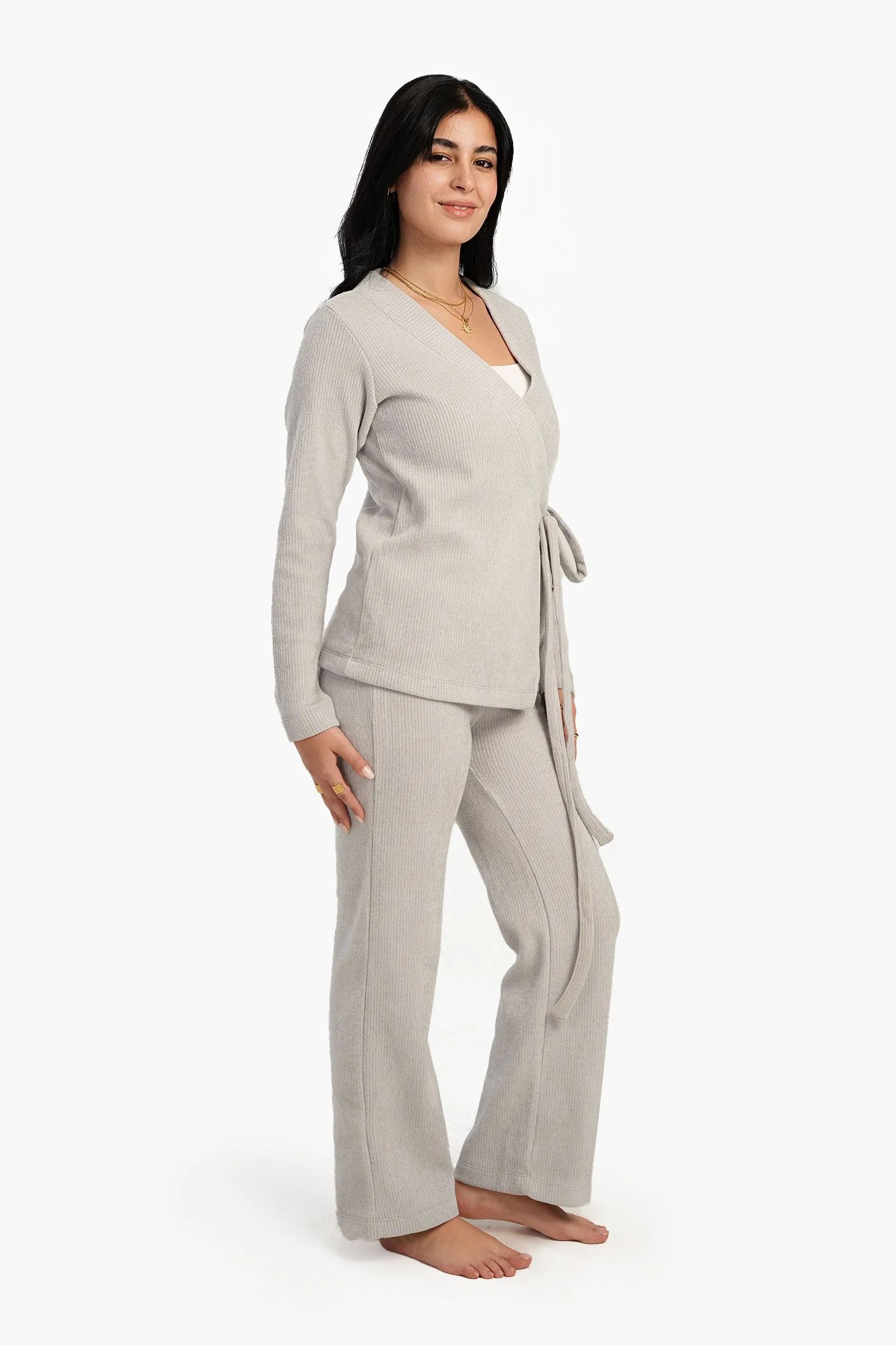 Wrap Front Ribbed Pyjama Set