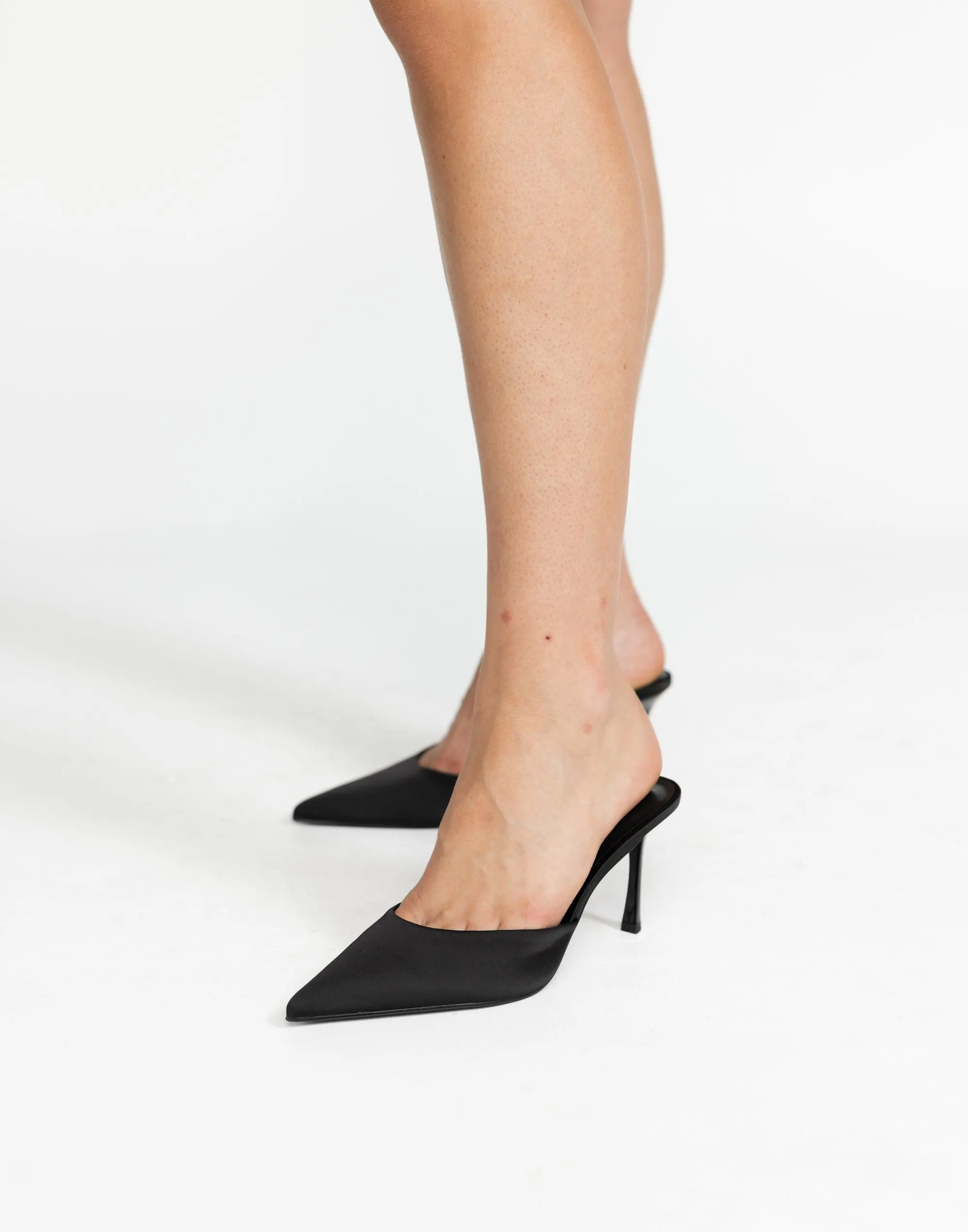 Xayden Heels (Black Satin) - By Billini