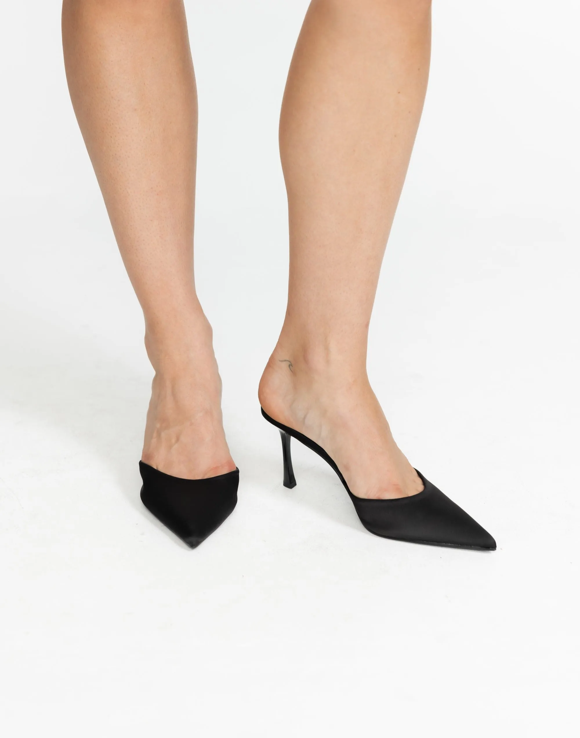 Xayden Heels (Black Satin) - By Billini